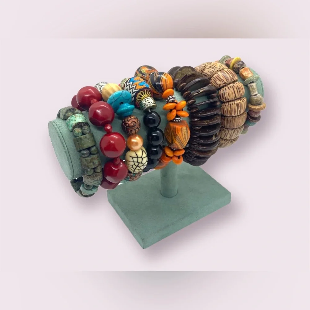 Retro Colourful Beaded Bracelets Mixed Jewelry Lot - Picture 2 of 9